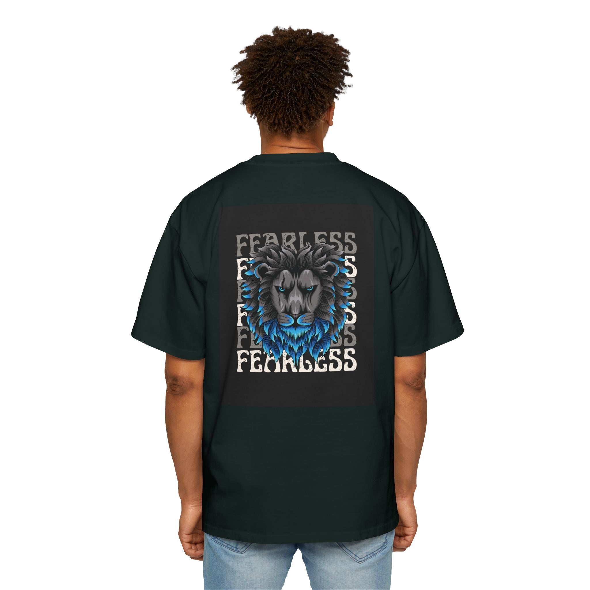 SABAS Fearless Lion Graphic Tee — Men's Oversized Heavy Cotton T‑Shirt