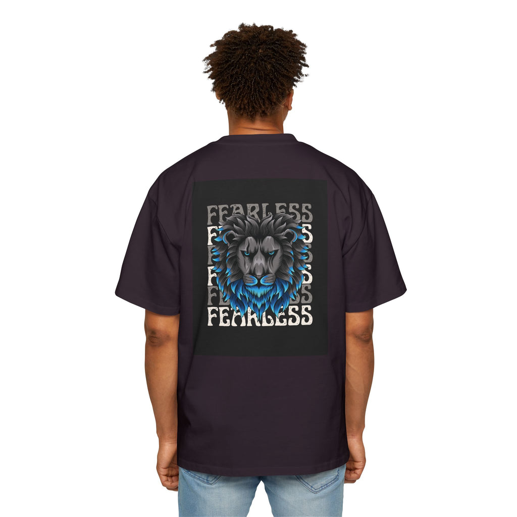 SABAS Fearless Lion Graphic Tee — Men's Oversized Heavy Cotton T‑Shirt