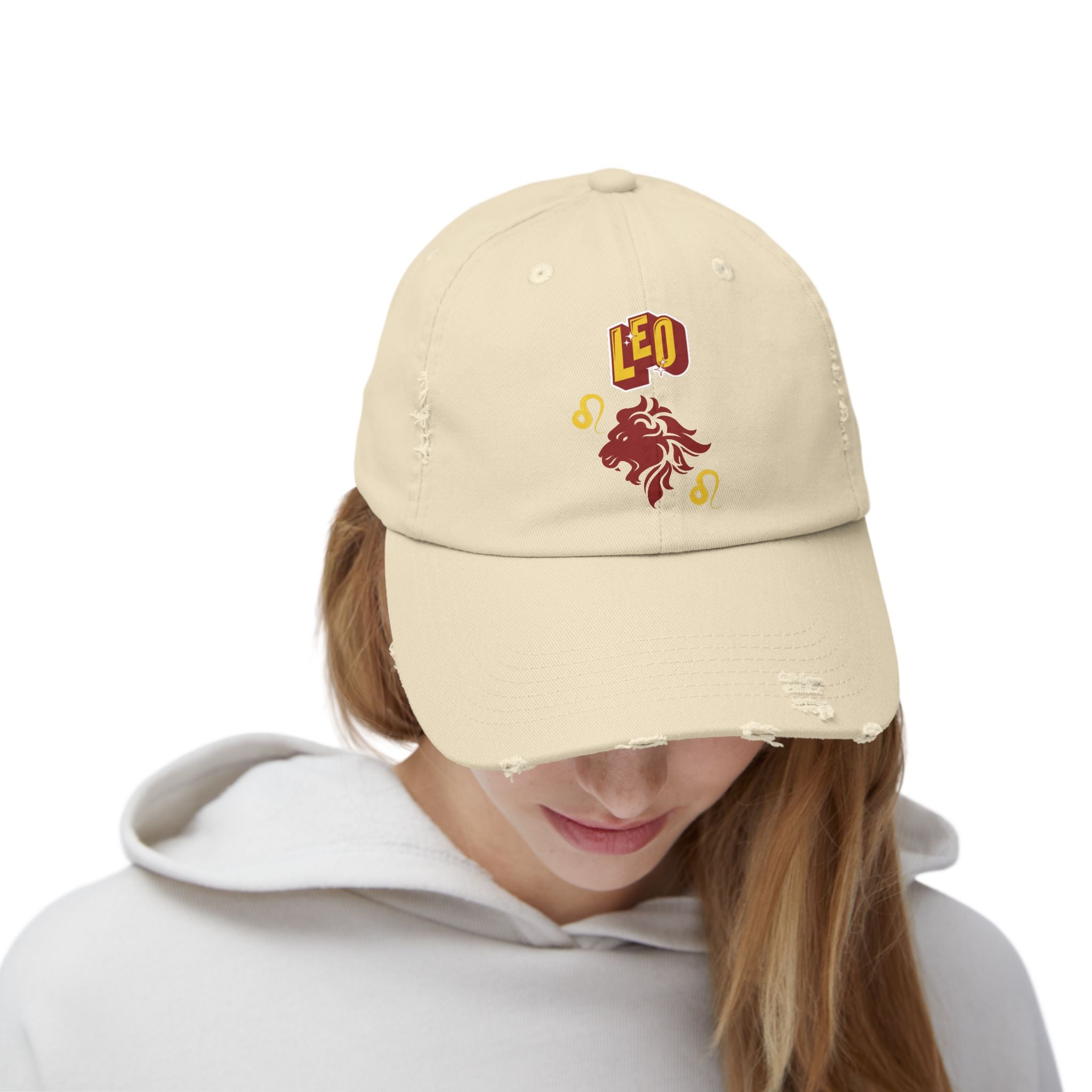 SABAS Leo Zodic Sign Unisex Distressed Stone Color Cap