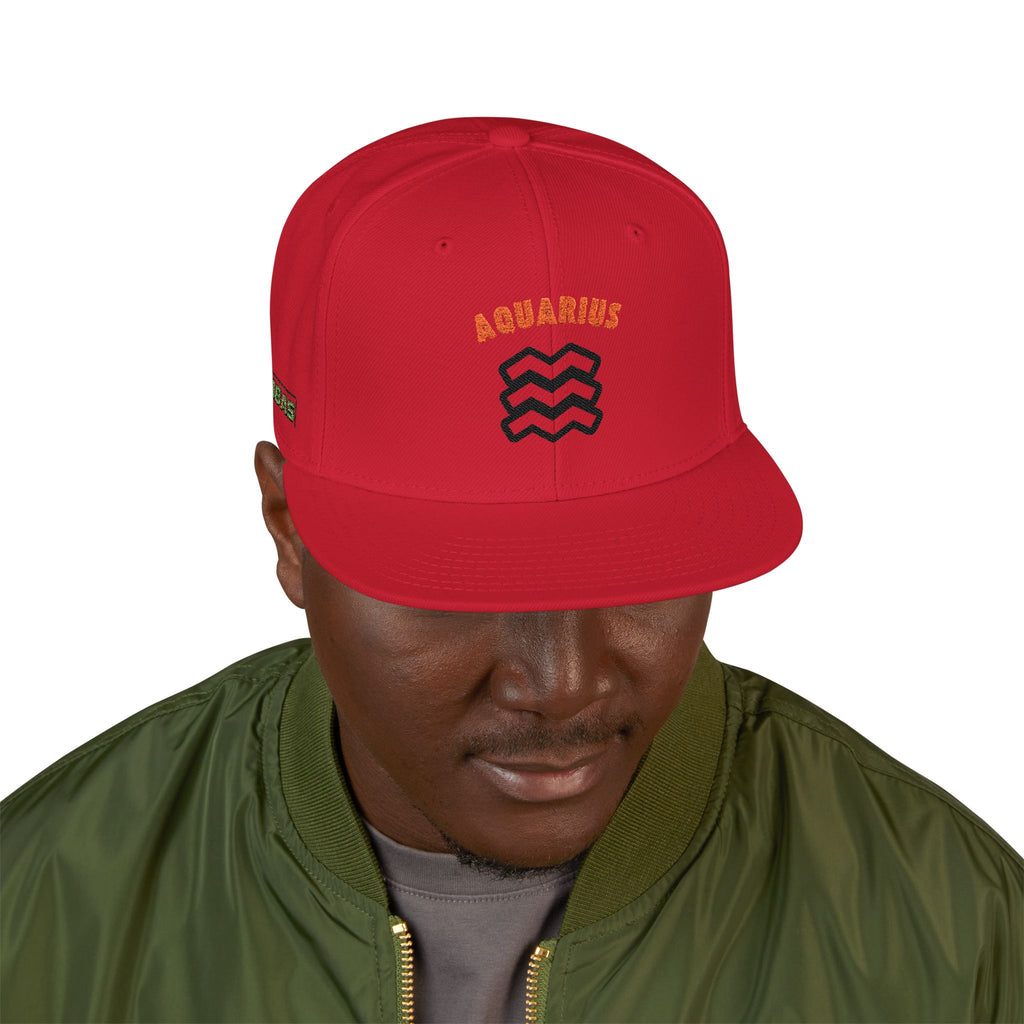 SABAS Embroidered Snapback Hat - Aquarius Zodiac Sign