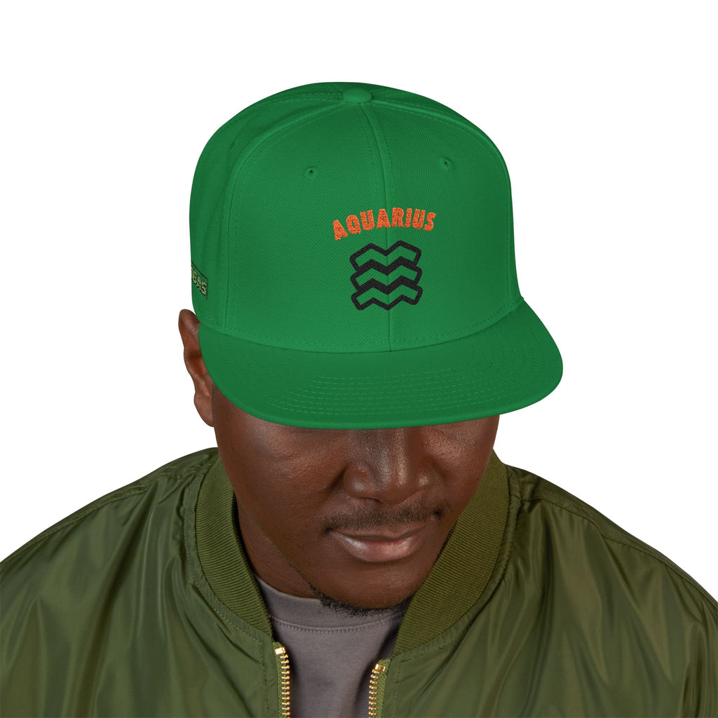SABAS Embroidered Snapback Hat - Aquarius Zodiac Sign