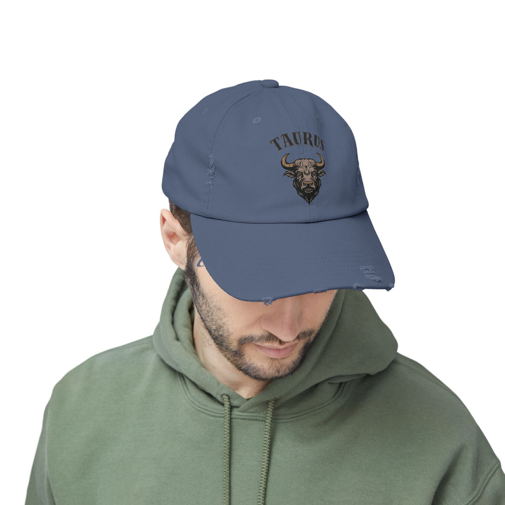 SABAS Taurus Zodiac Sign Distressed Cap
