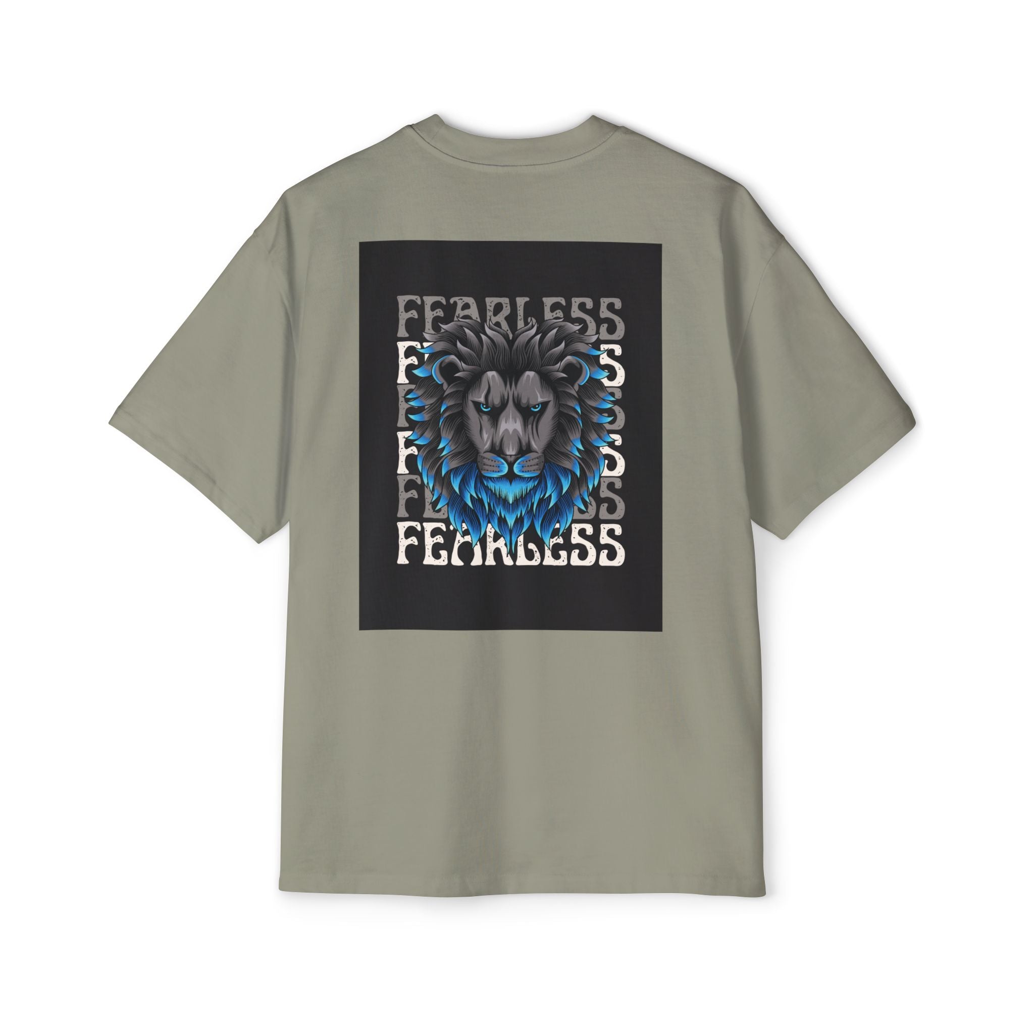 SABAS Fearless Lion Graphic Tee — Men's Oversized Heavy Cotton T‑Shirt