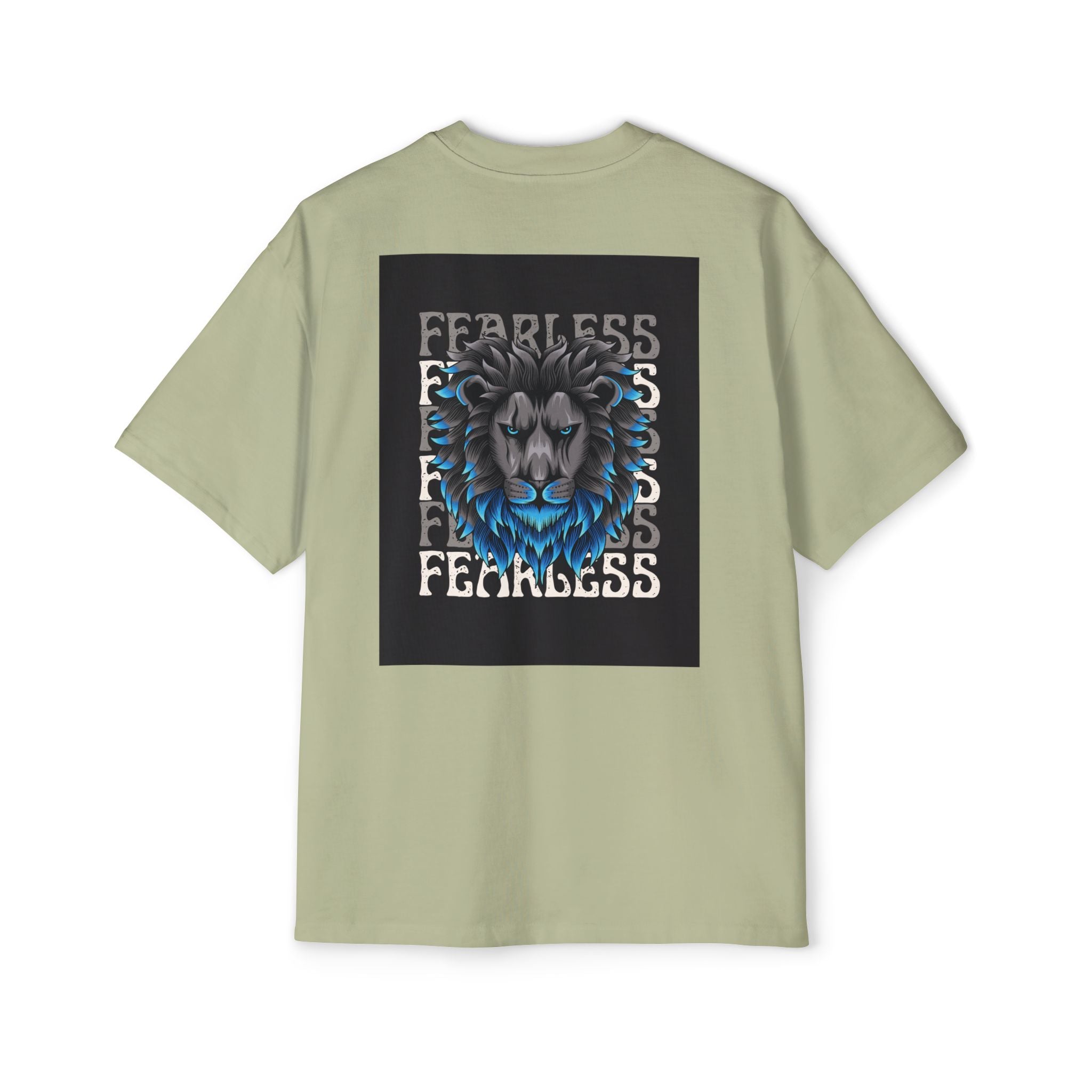 SABAS Fearless Lion Graphic Tee — Men's Oversized Heavy Cotton T‑Shirt
