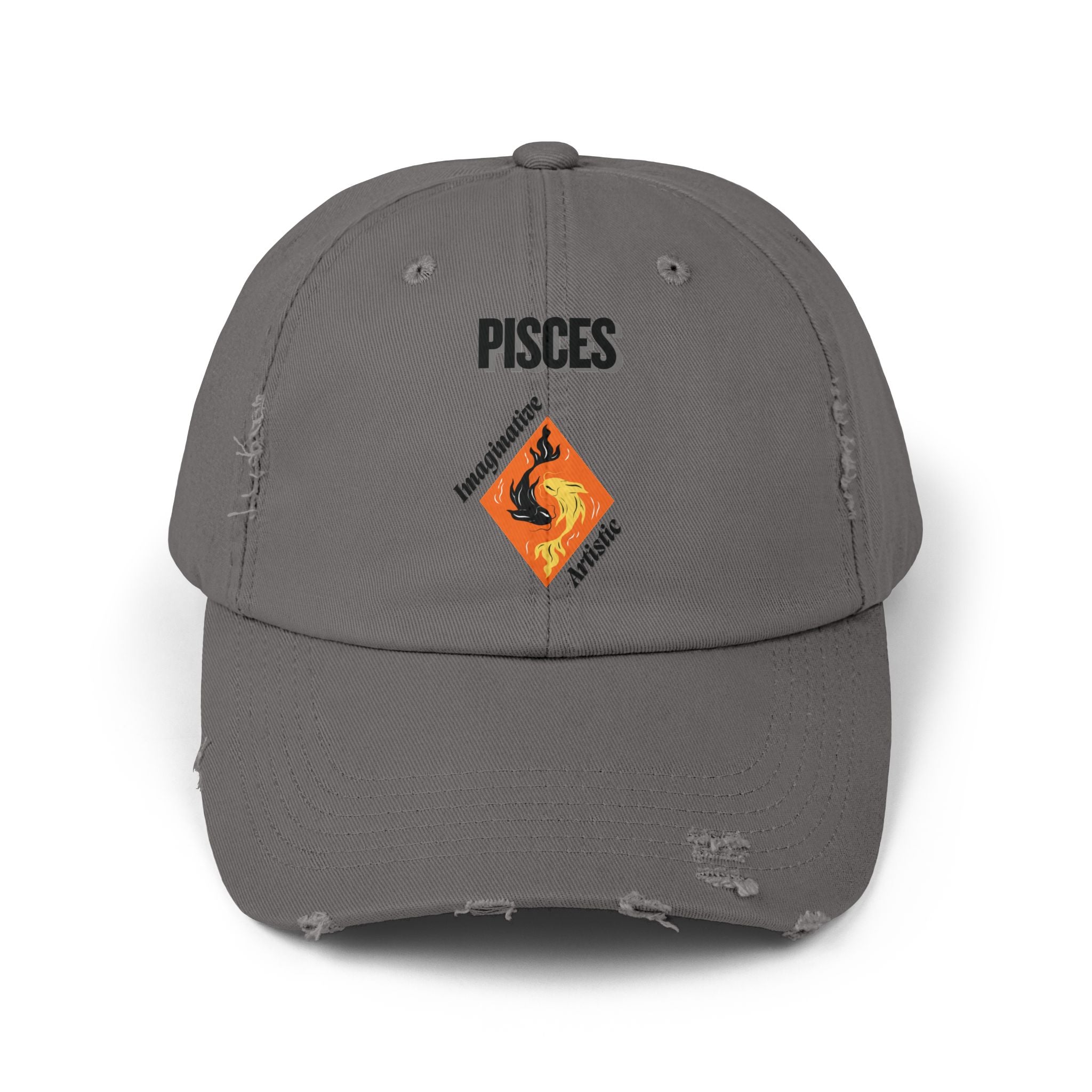 SABAS Pisces Zodiac Sign Distressed Cap Fish Horoscope DTF Hat