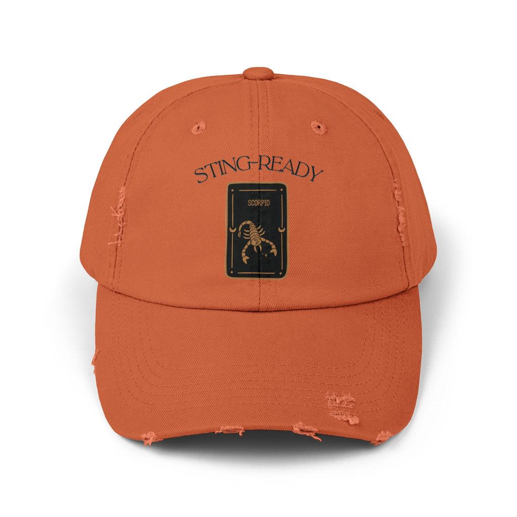 SABAS Scorpio Zodiac Design Sting-Ready Distressed Cap