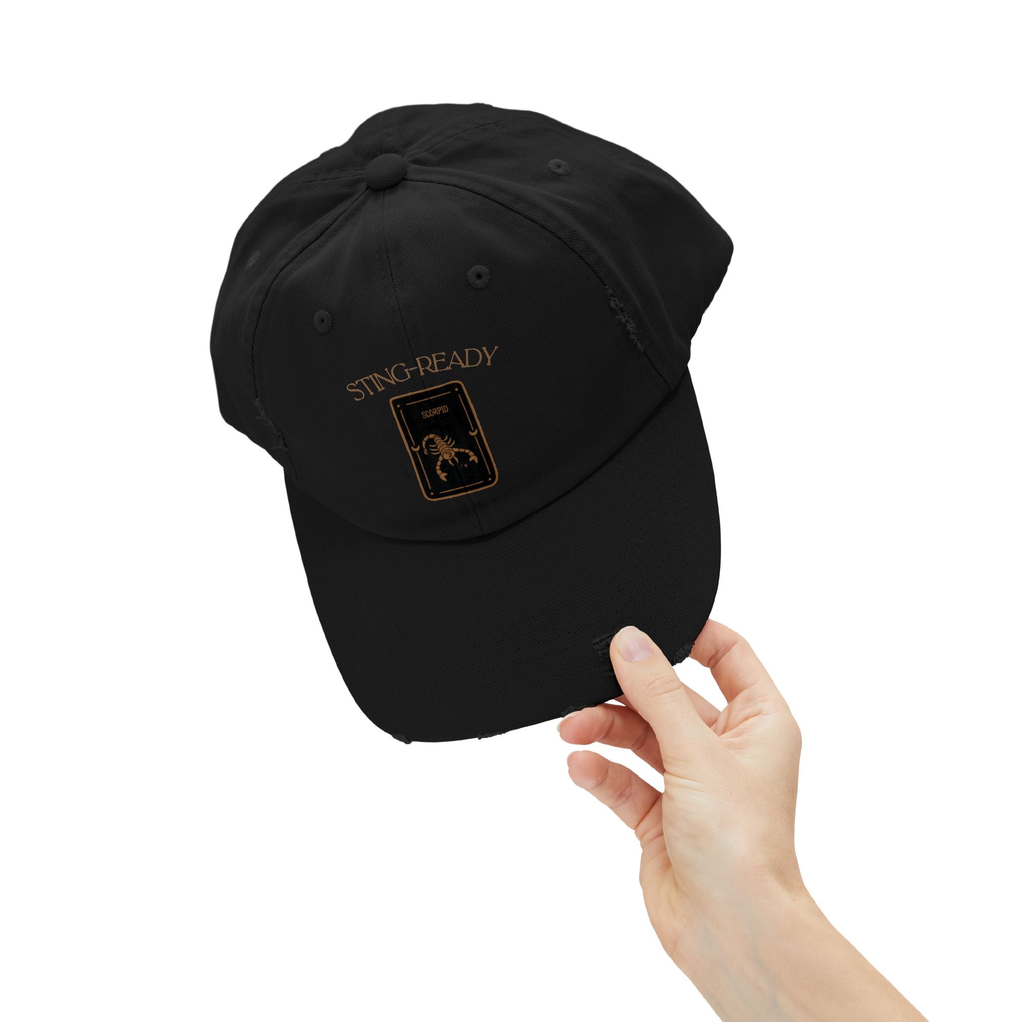 SABAS Scorpio Sting-Ready Black Color Distressed Cap