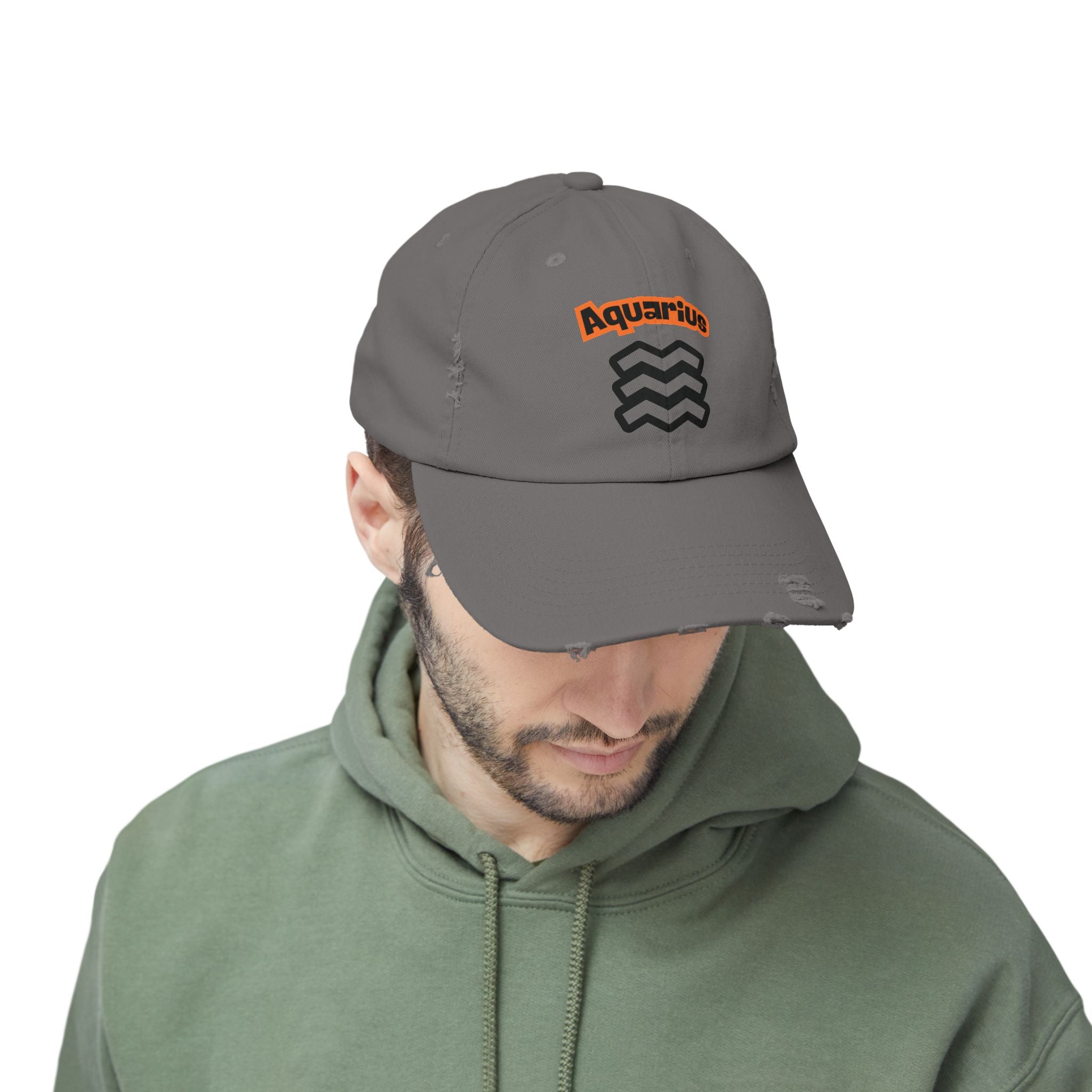 SABAS Aquarius Zodiac Sign Distressed Cap