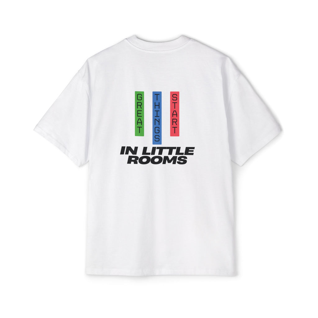 SABAS Oversized T-Shirt — "Great Things Start in Little Rooms" Logo Tee