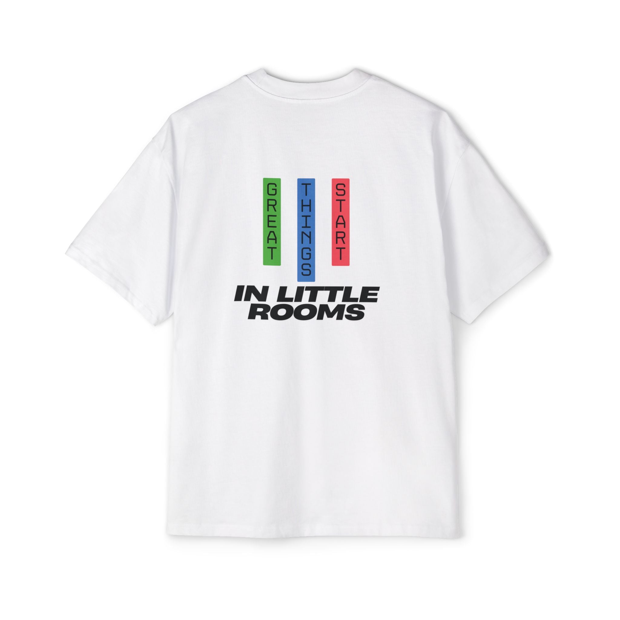 SABAS Oversized T-Shirt — "Great Things Start in Little Rooms" Logo Tee
