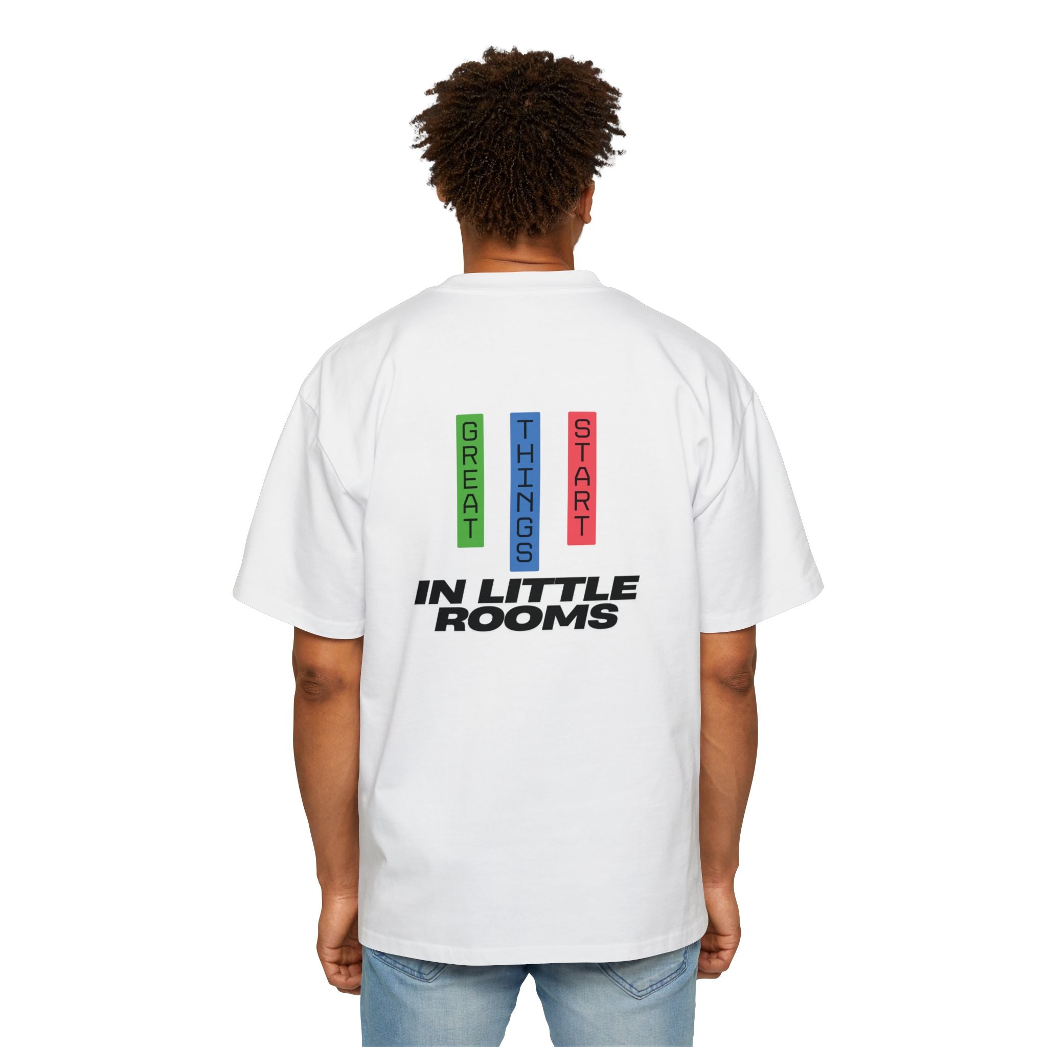 SABAS Oversized T-Shirt — "Great Things Start in Little Rooms" Logo Tee