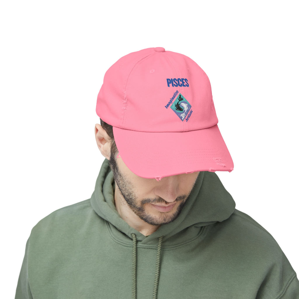 SABAS Pisces Distressed Cap Zodiac Sign Fish Design