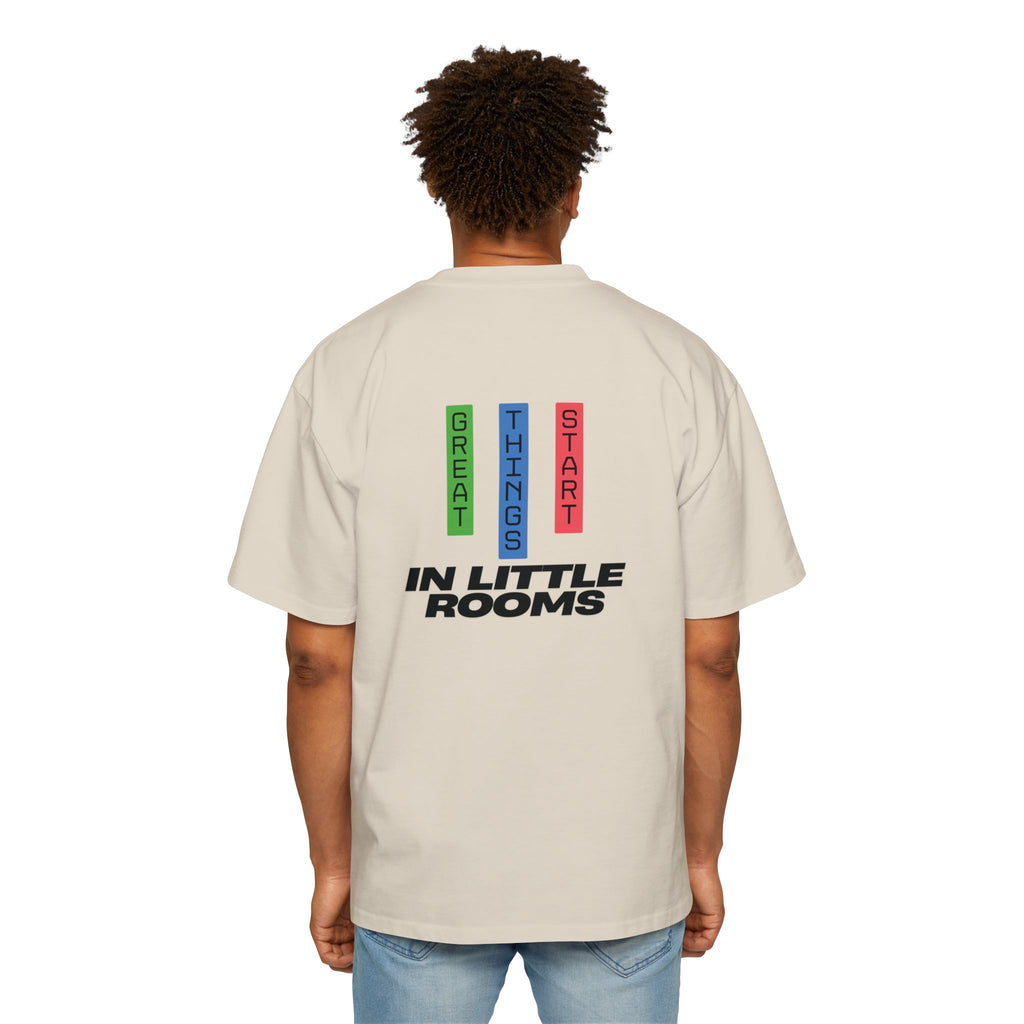 SABAS Oversized T-Shirt — "Great Things Start in Little Rooms" Logo Tee