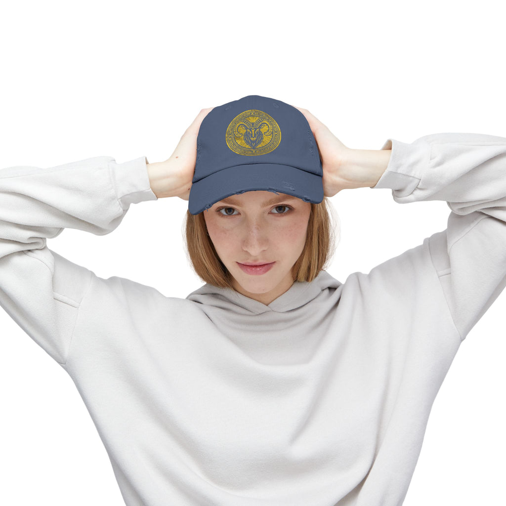 SABAS Capricorn Zodiac Sign Distressed Cap