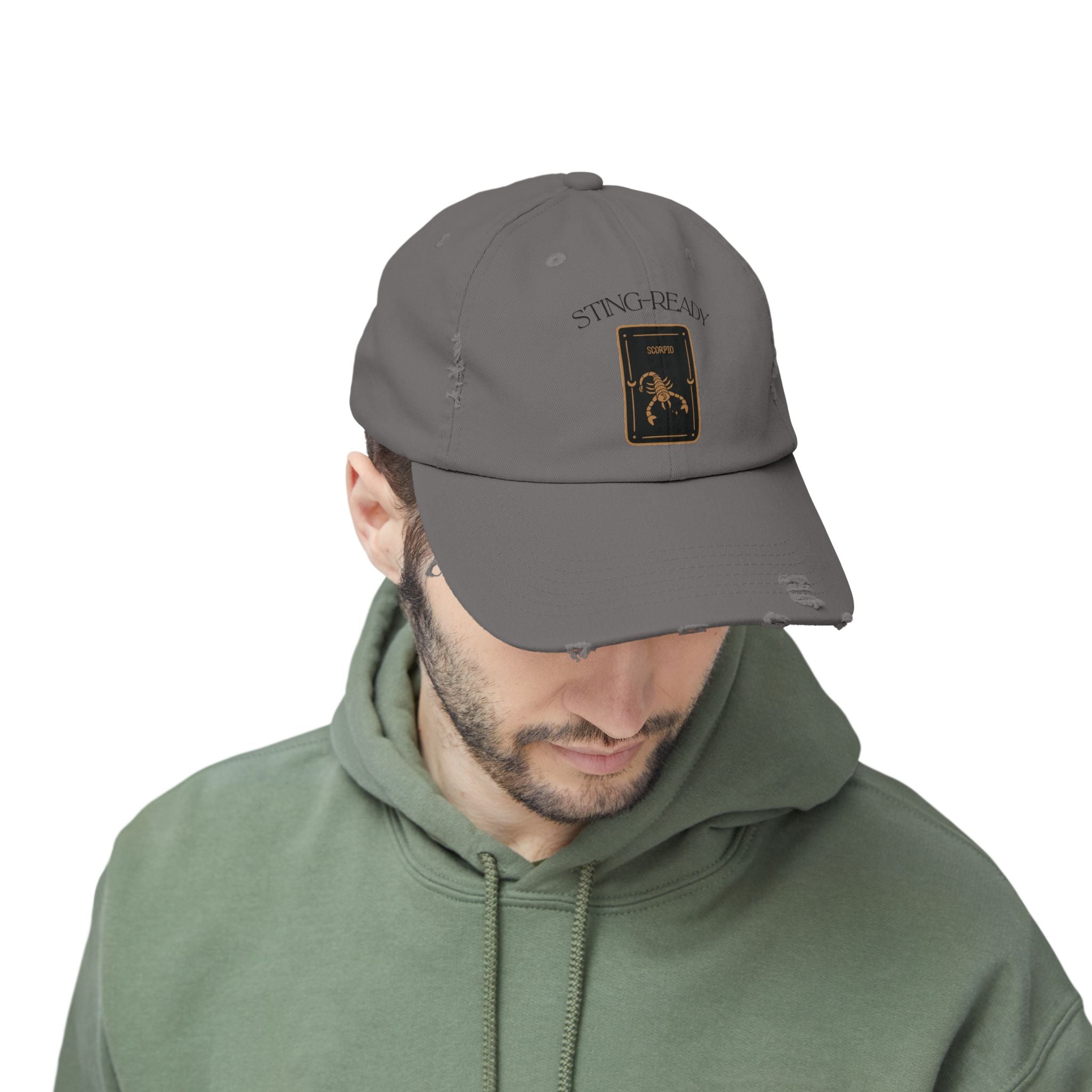 SABAS Scorpio Zodiac Design Sting-Ready Distressed Cap
