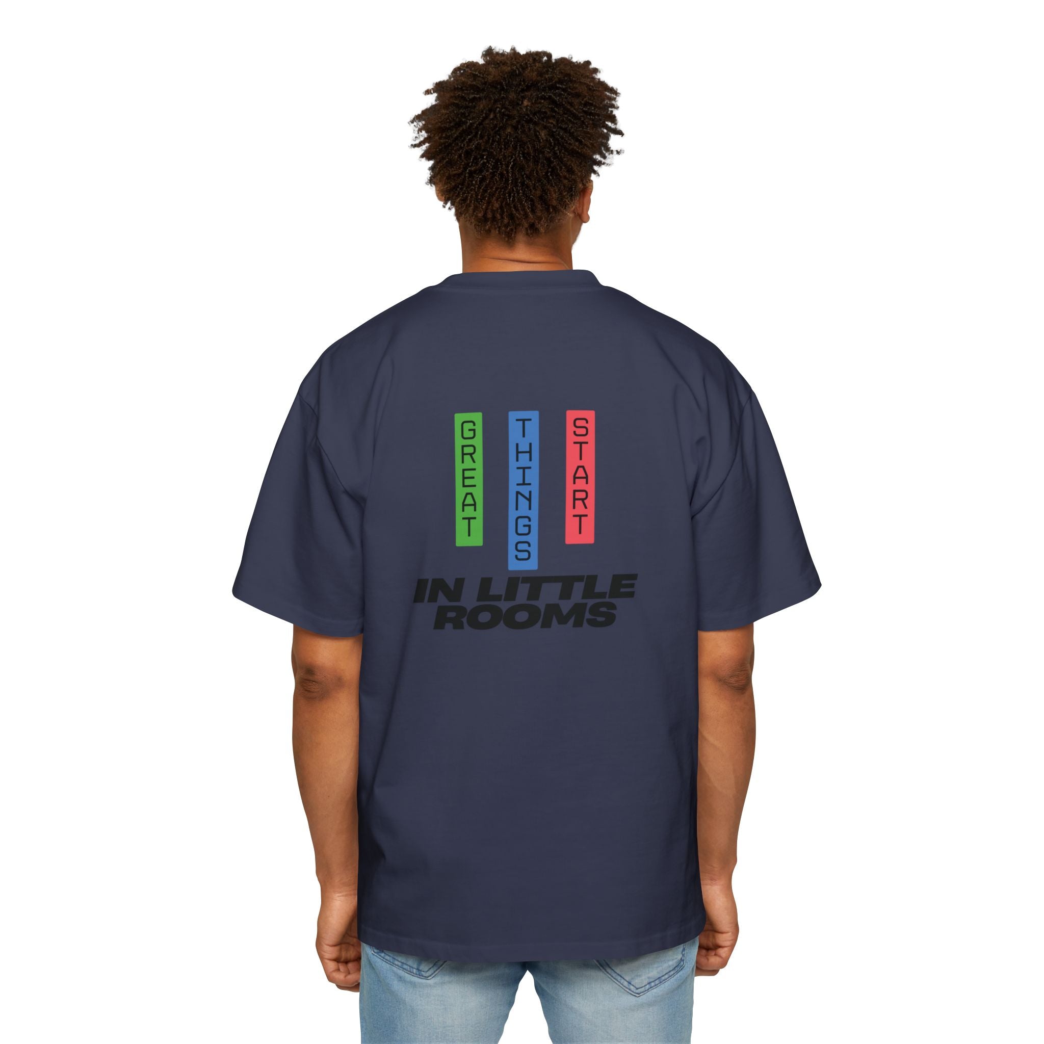 SABAS Oversized T-Shirt — "Great Things Start in Little Rooms" Logo Tee