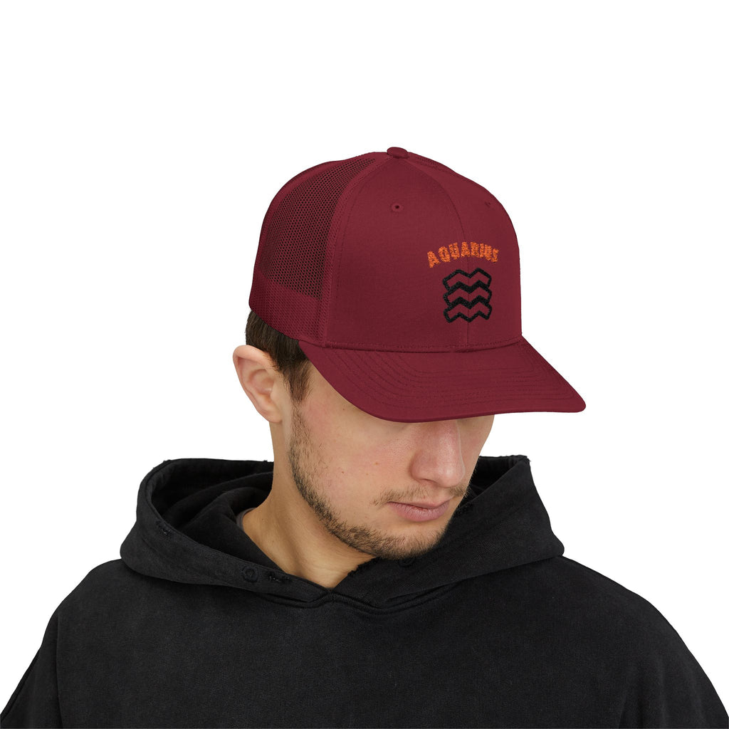 SABAS Embroidered Snapback Trucker Cap – Aquarius Zodiac Cap