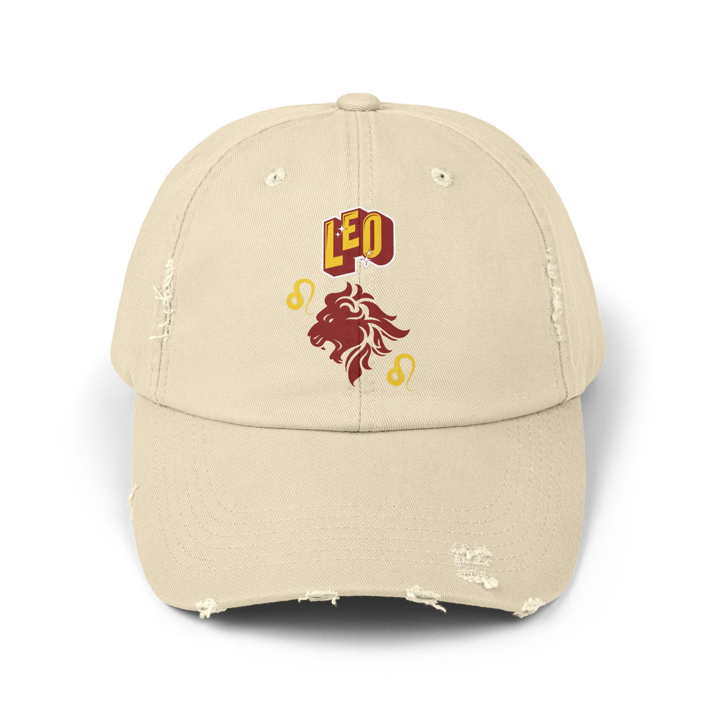 SABAS Leo Zodic Sign Unisex Distressed Stone Color Cap