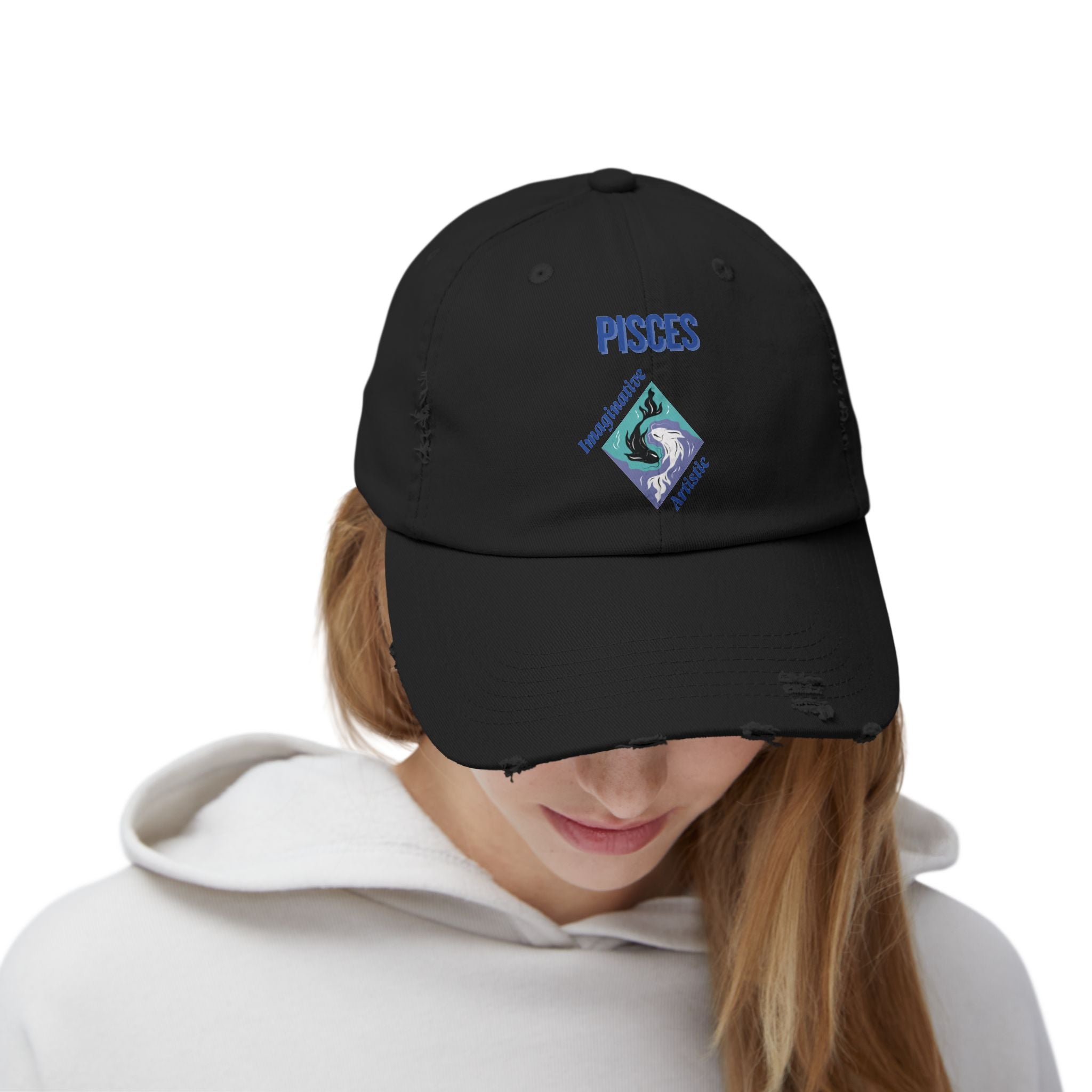 SABAS Pisces Distressed Cap Zodiac Sign Fish Design