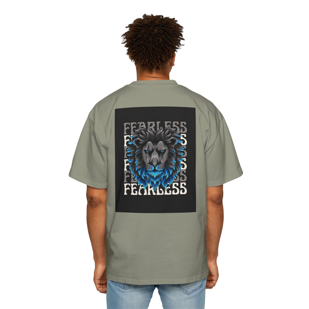SABAS Fearless Lion Graphic Tee — Men's Oversized Heavy Cotton T‑Shirt