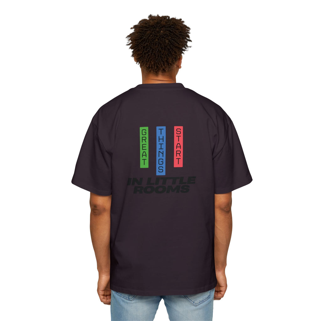 SABAS Oversized T-Shirt — "Great Things Start in Little Rooms" Logo Tee