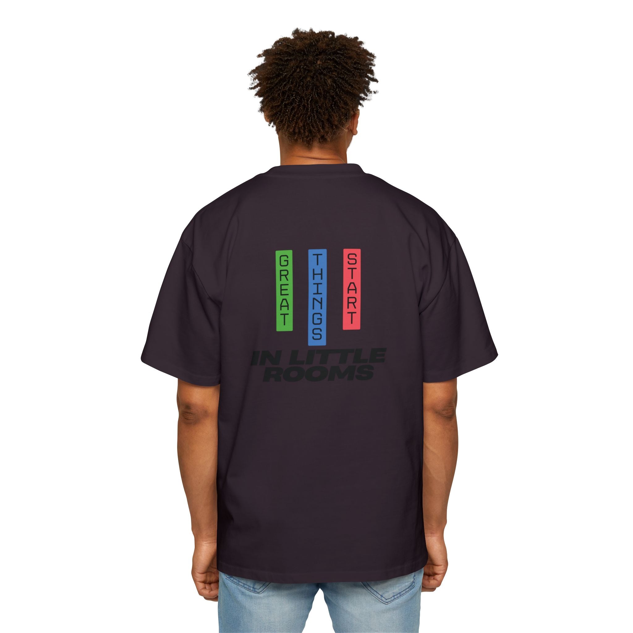 SABAS Oversized T-Shirt — "Great Things Start in Little Rooms" Logo Tee