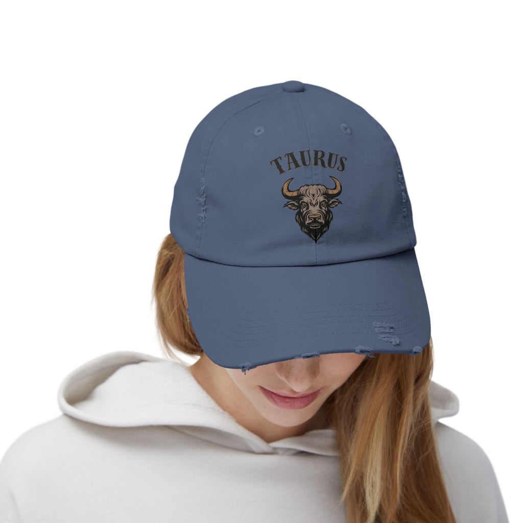 SABAS Taurus Zodiac Sign Distressed Cap