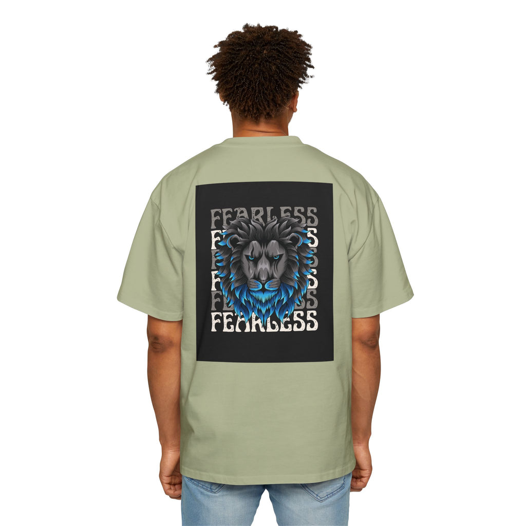 SABAS Fearless Lion Graphic Tee — Men's Oversized Heavy Cotton T‑Shirt