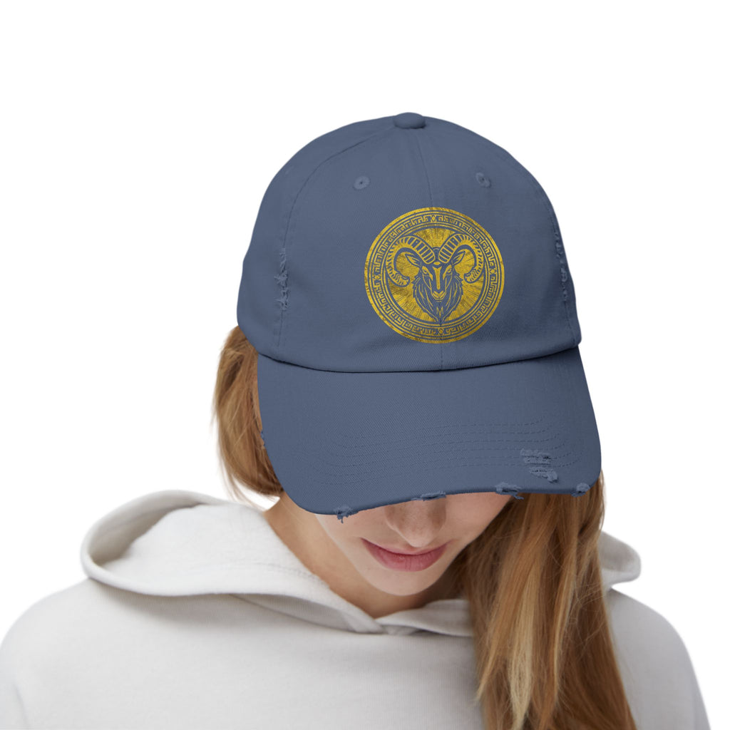 SABAS Capricorn Zodiac Sign Distressed Cap