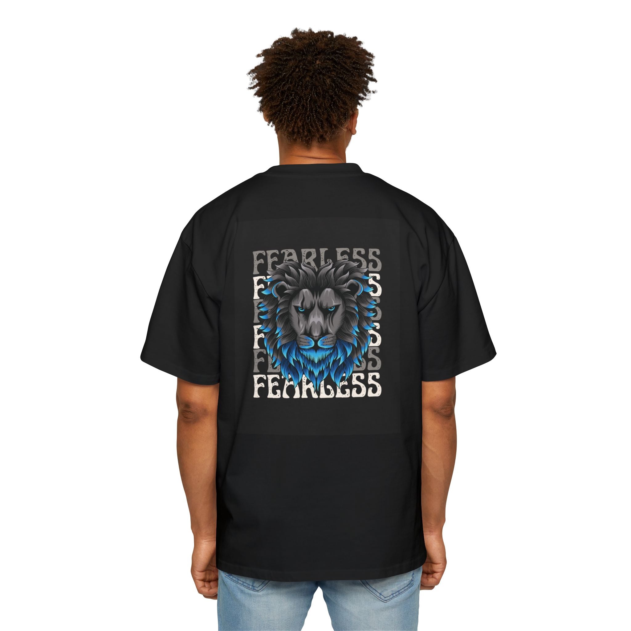 SABAS Fearless Lion Graphic Tee — Men's Oversized Heavy Cotton T‑Shirt