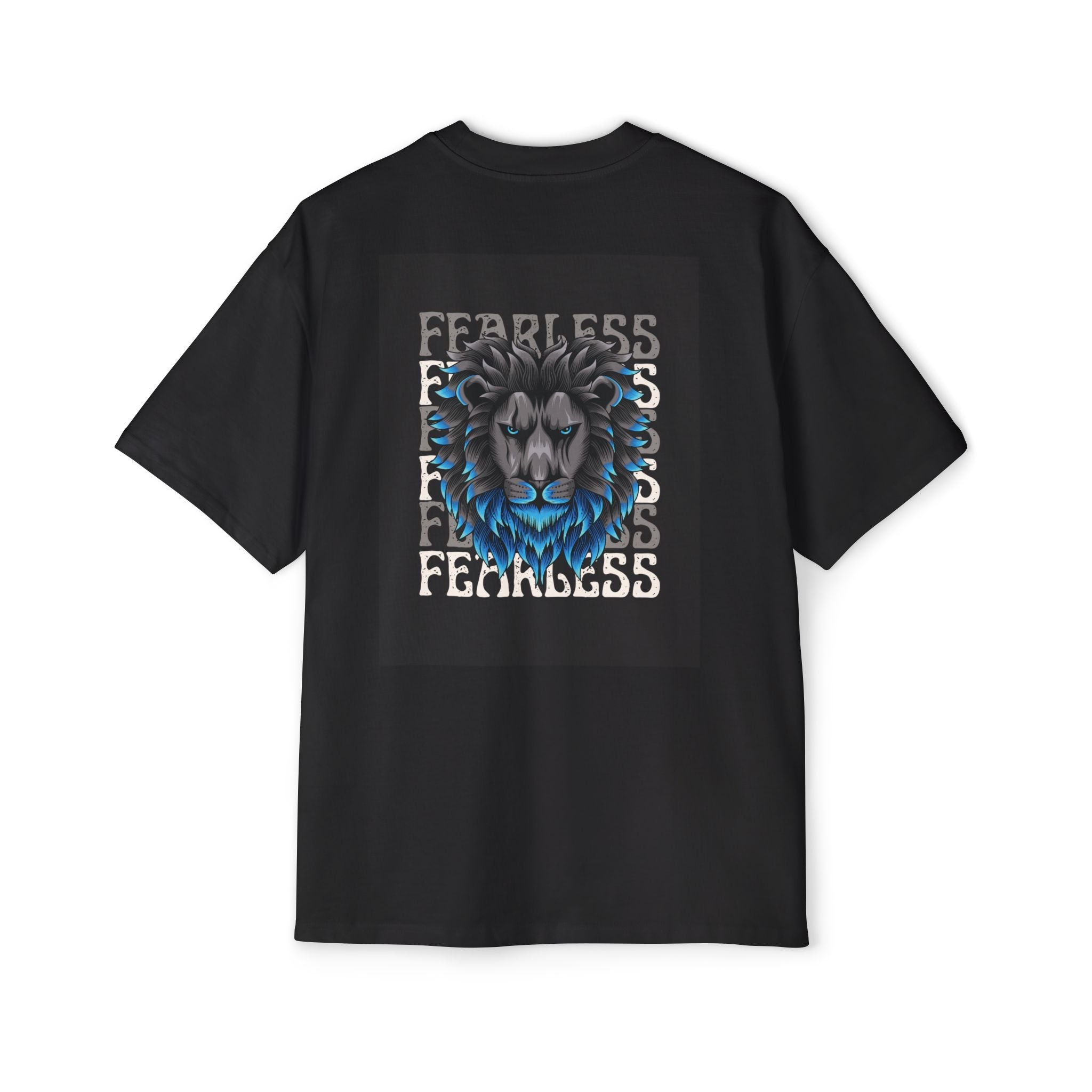 SABAS Fearless Lion Graphic Tee — Men's Oversized Heavy Cotton T‑Shirt