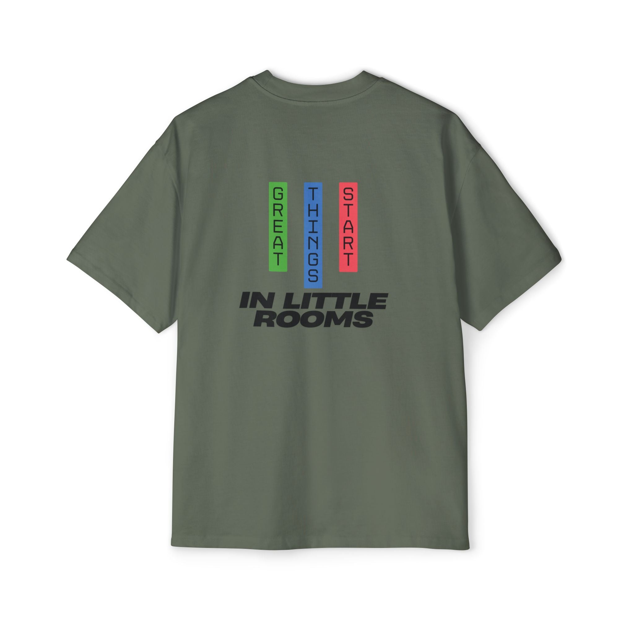 SABAS Oversized T-Shirt — "Great Things Start in Little Rooms" Logo Tee