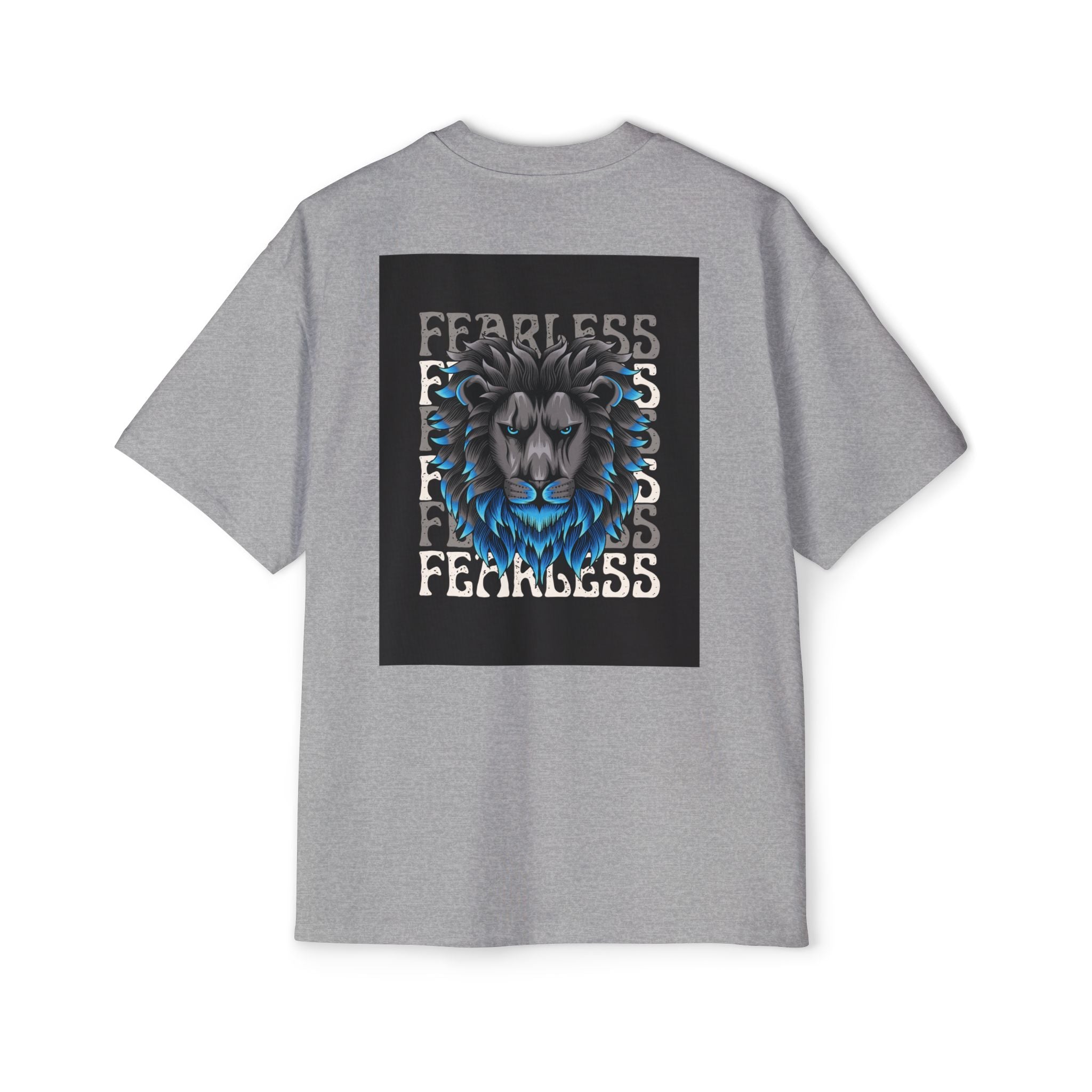 SABAS Fearless Lion Graphic Tee — Men's Oversized Heavy Cotton T‑Shirt