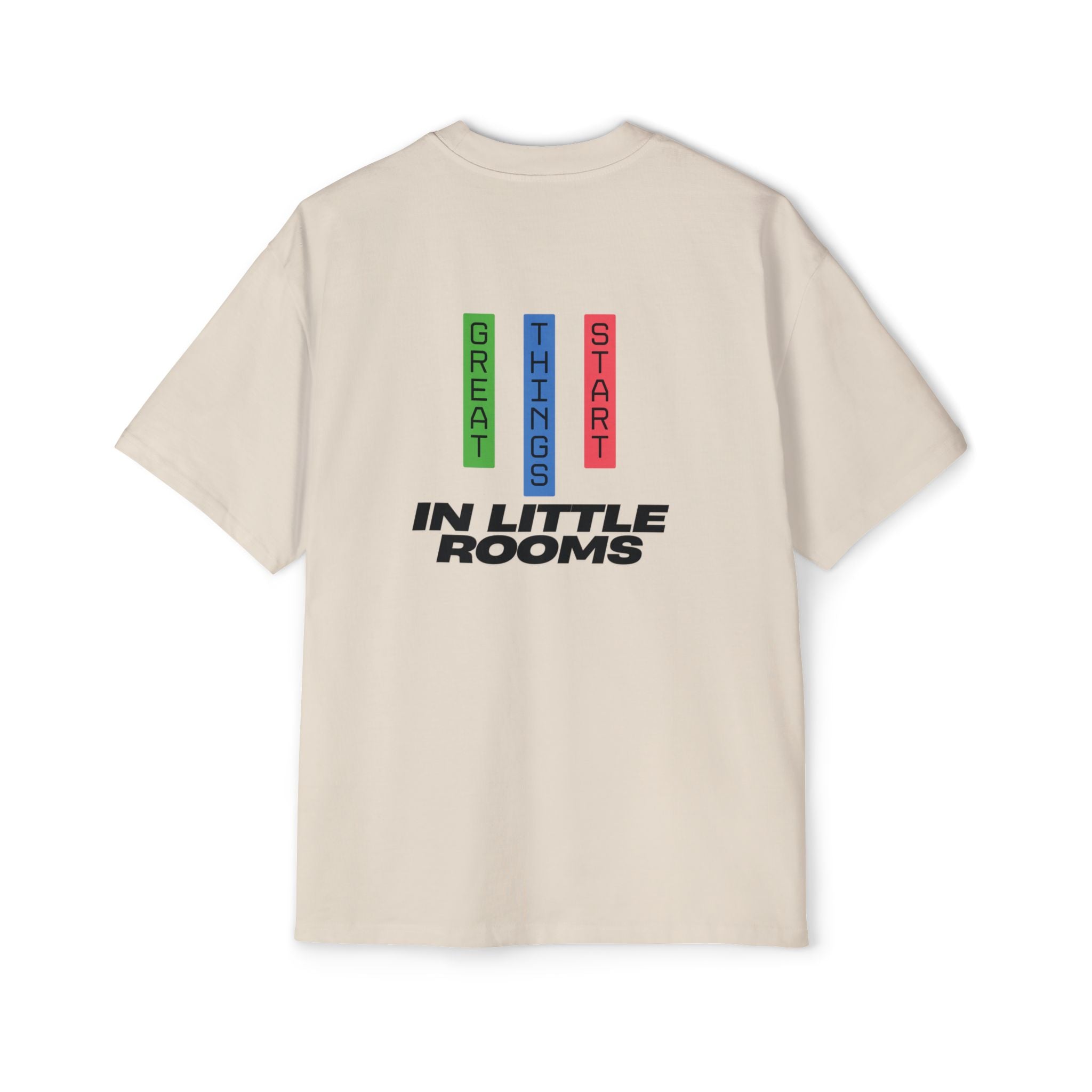 SABAS Oversized T-Shirt — "Great Things Start in Little Rooms" Logo Tee