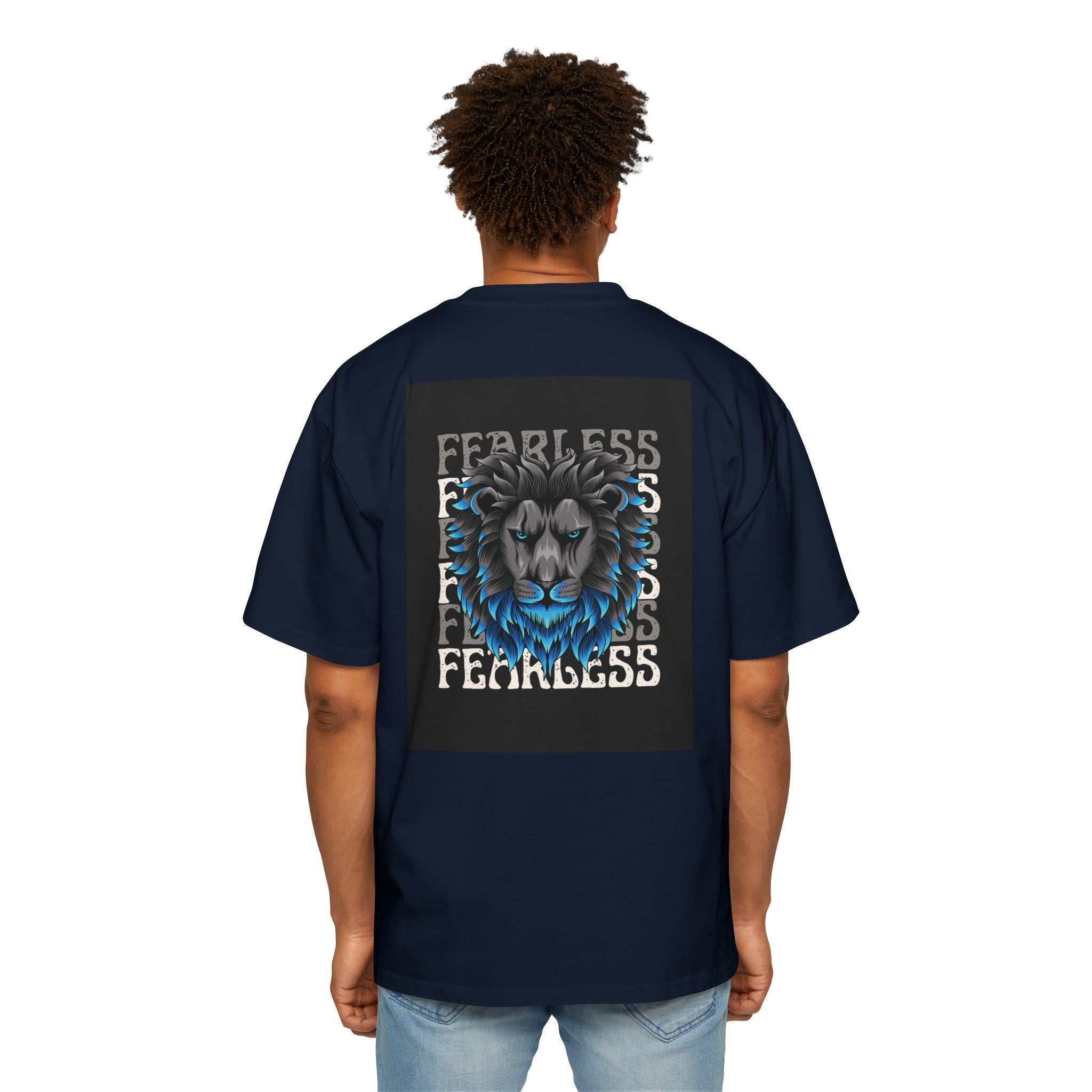 SABAS Fearless Lion Graphic Tee — Men's Oversized Heavy Cotton T‑Shirt