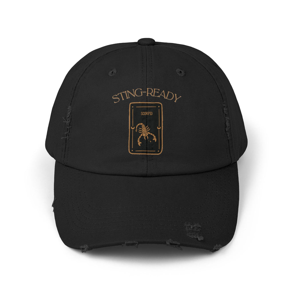 SABAS Scorpio Sting-Ready Black Color Distressed Cap
