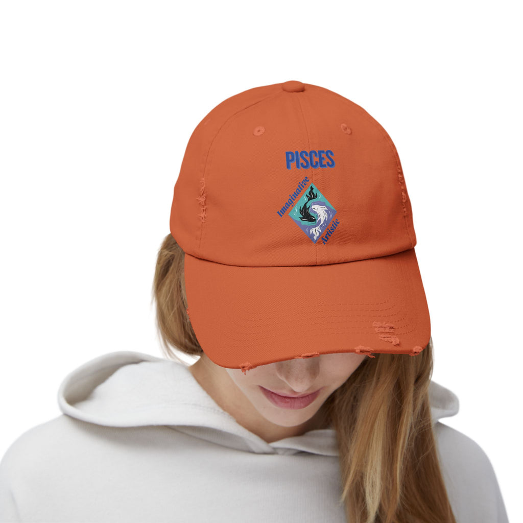 SABAS Pisces Distressed Cap Zodiac Sign Fish Design