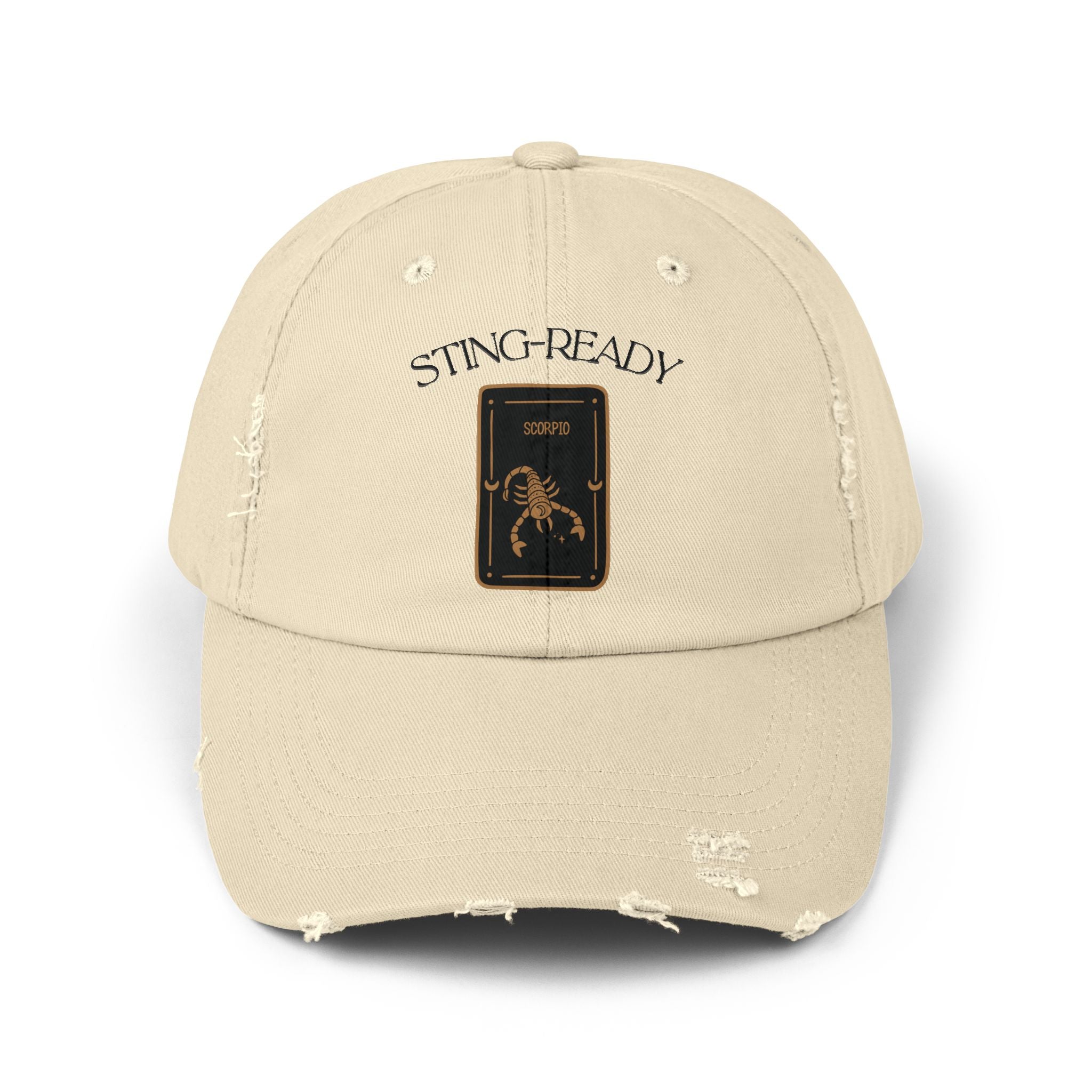 SABAS Scorpio Zodiac Design Sting-Ready Distressed Cap
